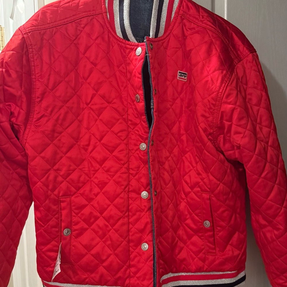 Levi's Red Quilted Jacket with Gray Accents